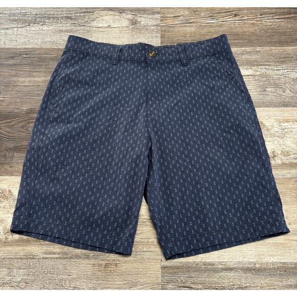Eddie Bauer Shorts Blue Mens 34 All Over Print Pattern Fish Graphic Golf Stretch - Picture 1 of 12